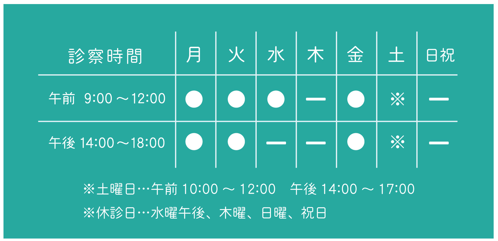 診療時間が表示されます